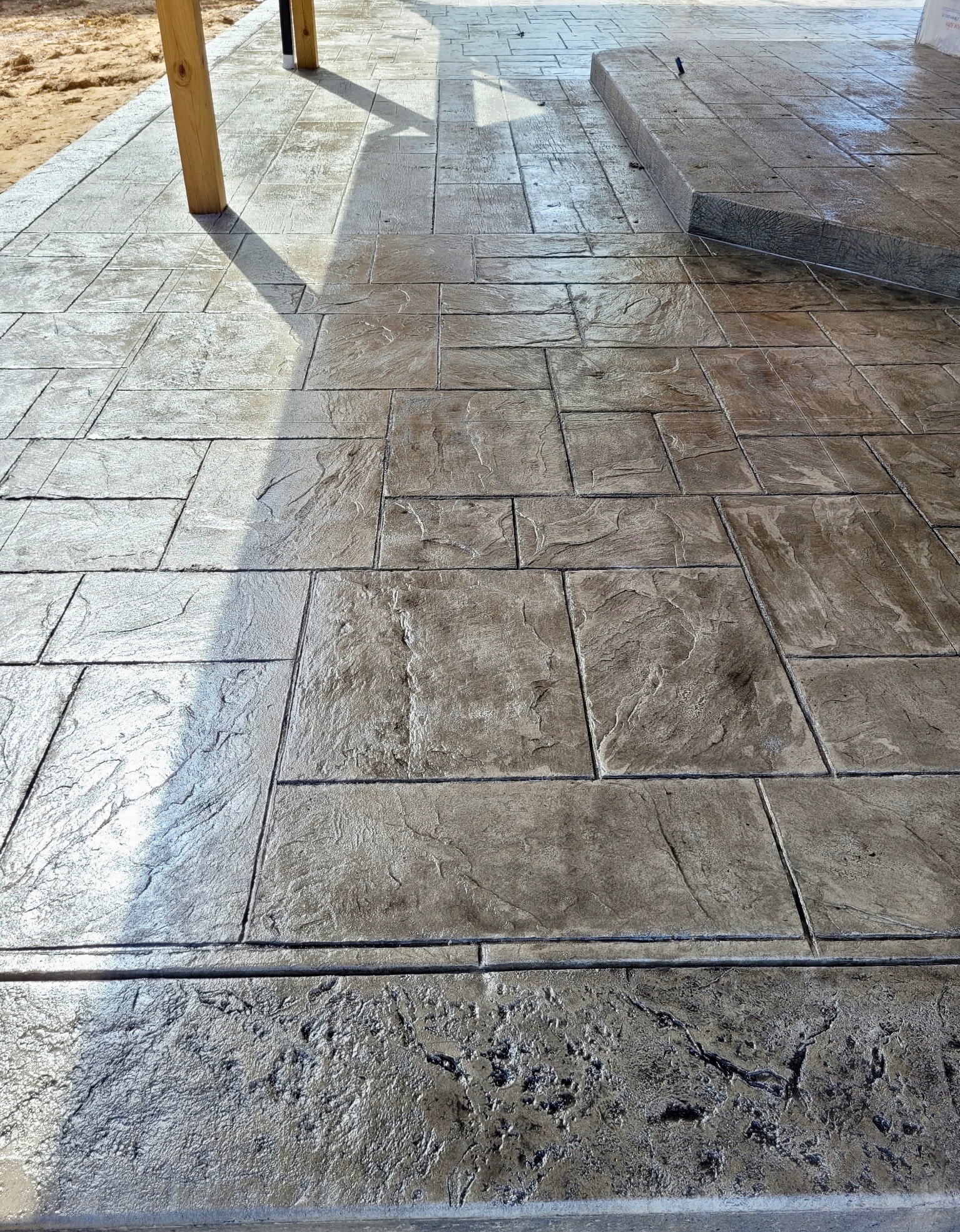 Decorative stamped concrete patio